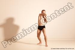 Underwear Martial art Man White Moving poses Slim Short Blond Dynamic poses Academic